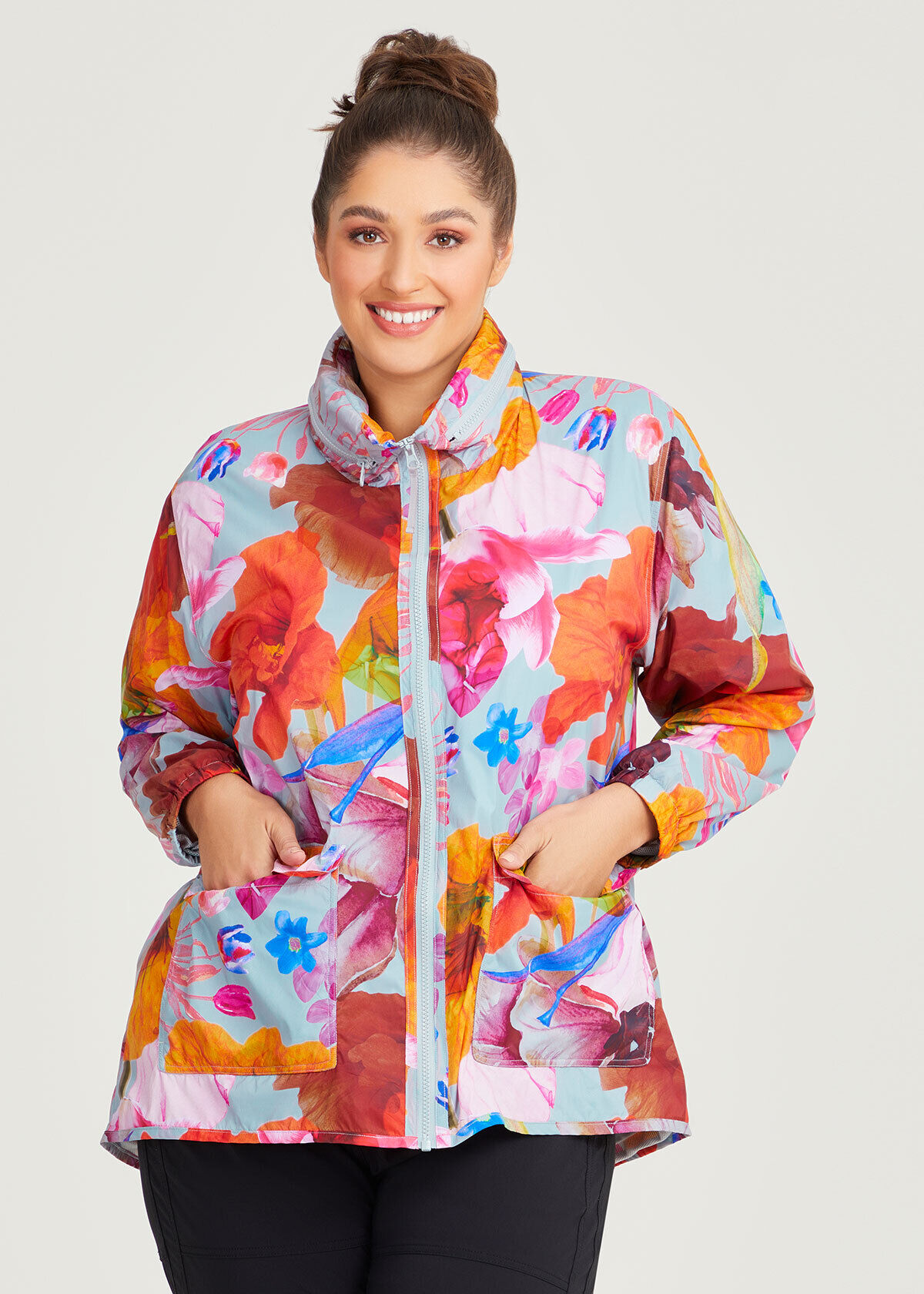 Floral rain jacket womens hotsell