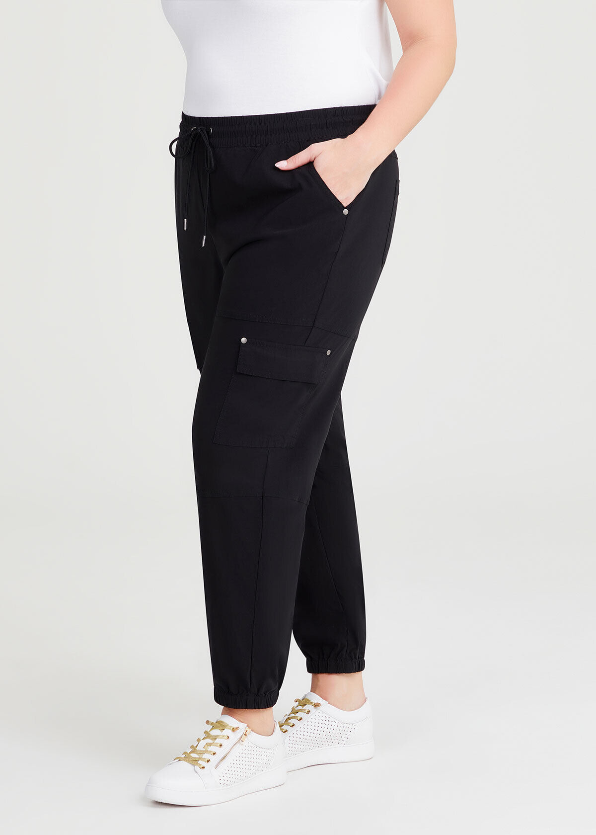 Plus size sales black cargo joggers