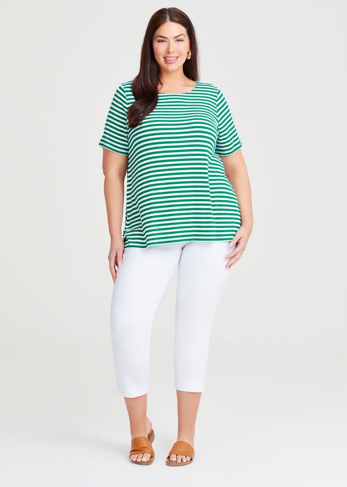 Natural Essential Stripe Rib Top, , hi-res