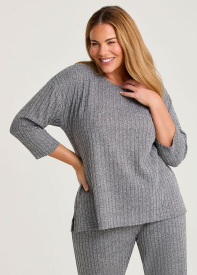 Plus Size Cosy Rib Marle Lounge Top