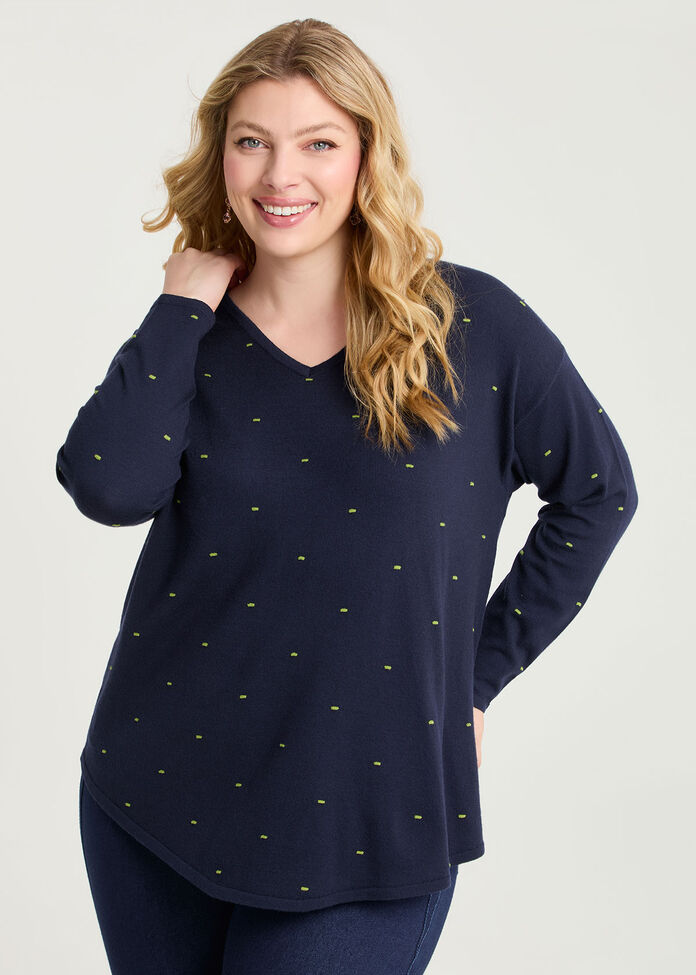 Spot V-neck Jumper, , hi-res