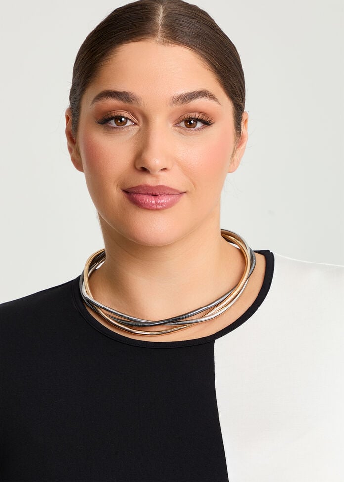 Two Tone Choker Necklace, , hi-res