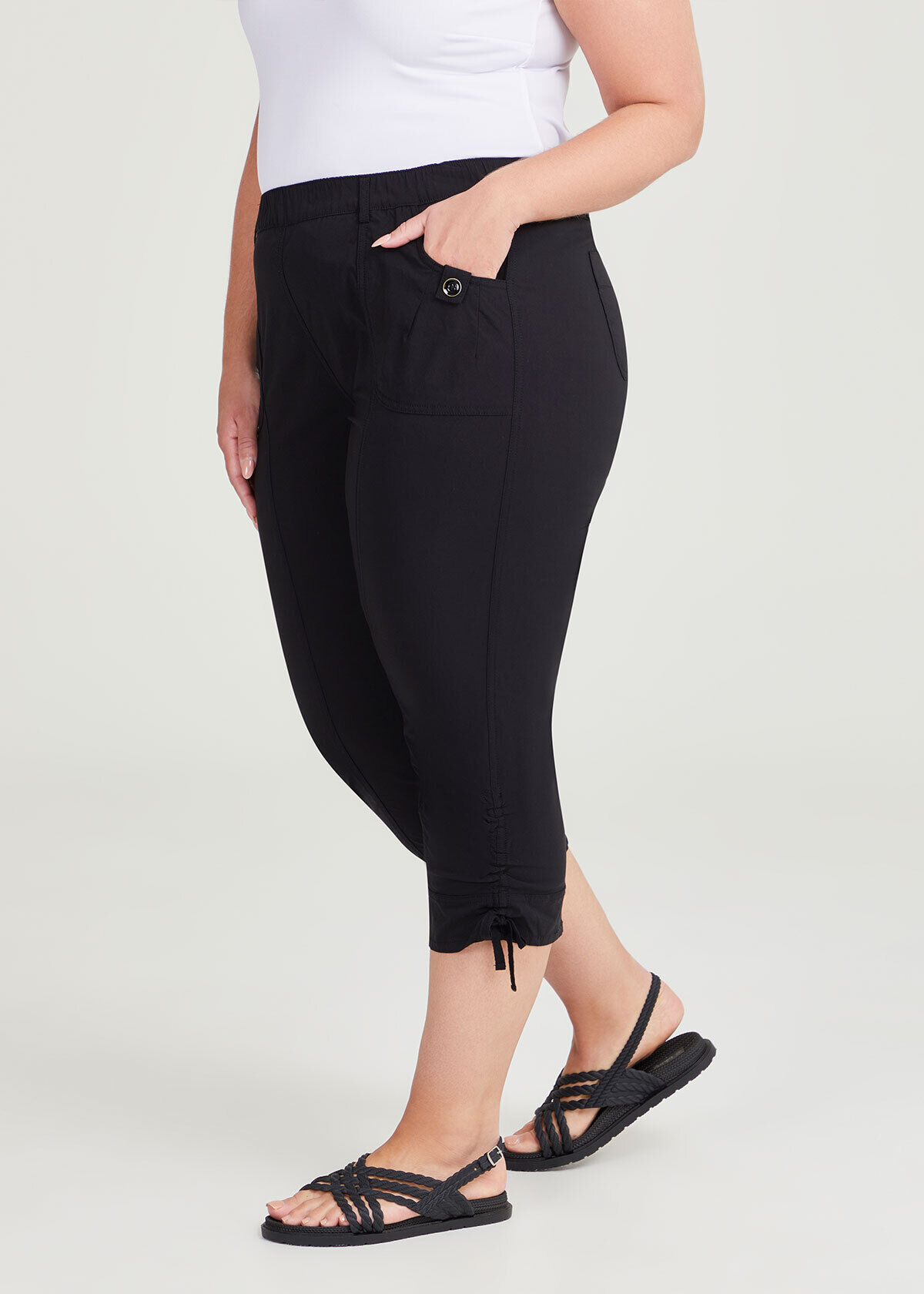 YOURS Plus Size Navy Blue Cool Cotton Cropped Joggers  Yours Clothing