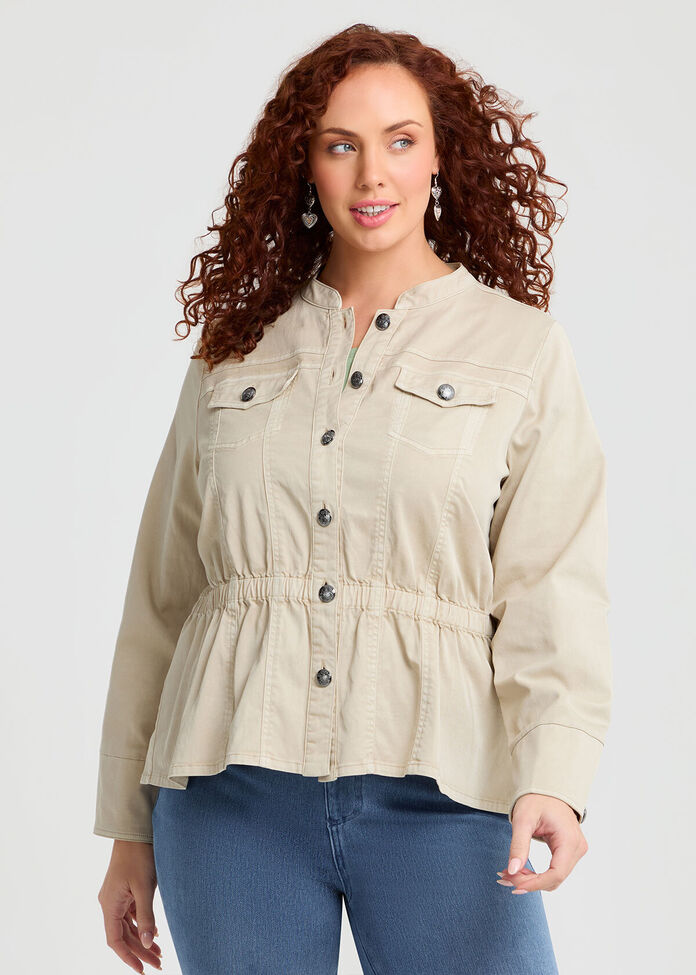 Lyocell Blend Peplum Jacket, , hi-res