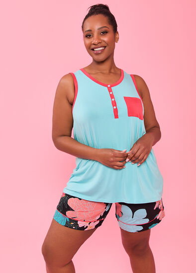 Plus Size Bamboo Button Pyjama Tank