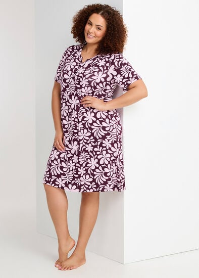 Plus Size Bamboo Fleur Print Nightie