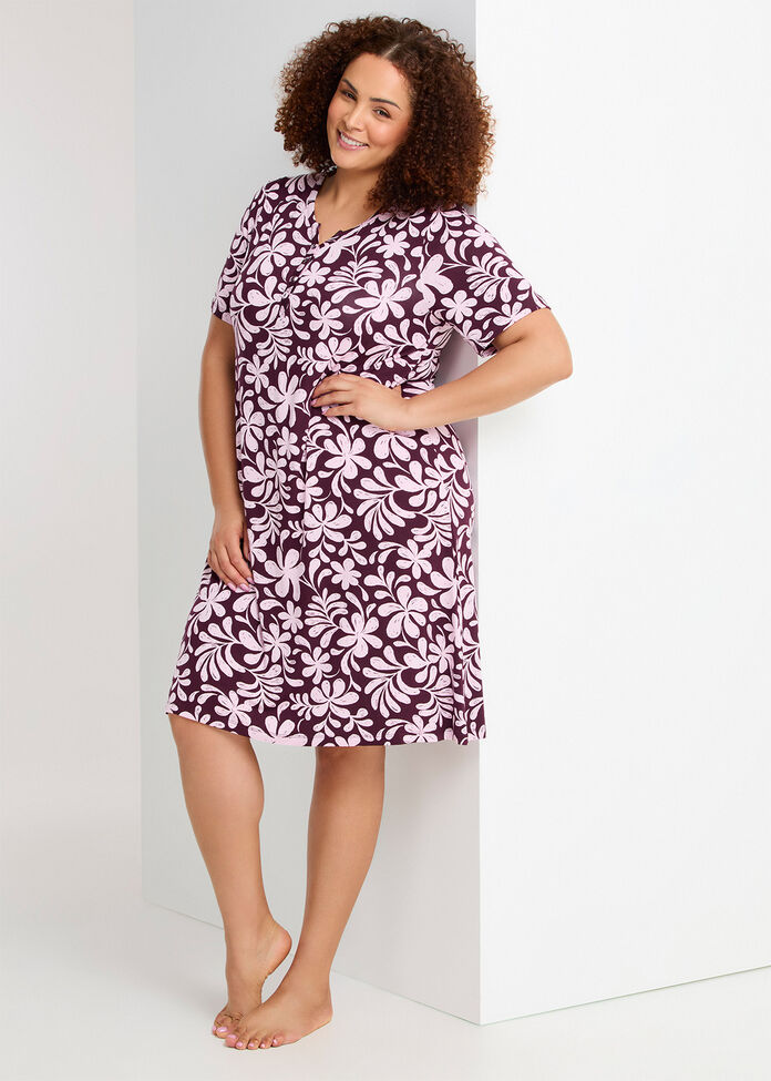 Bamboo Fleur Print Nightie, , hi-res