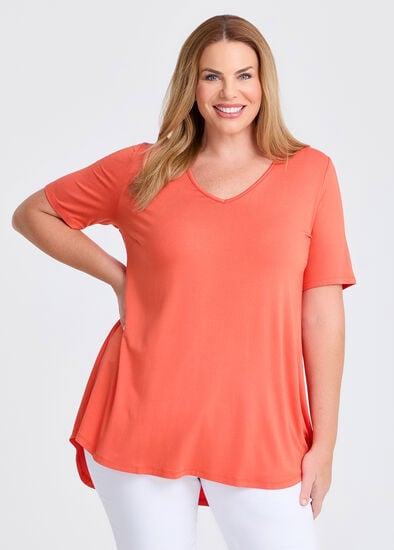 Plus Size Bamboo Base V Neck S/slv Top
