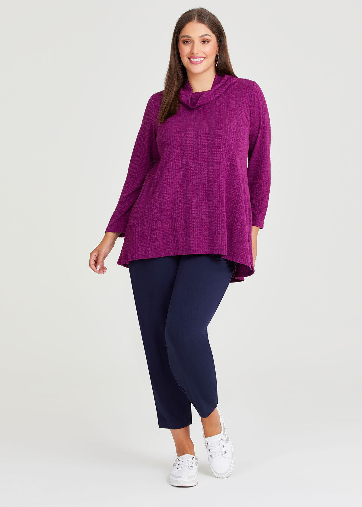 Shop Plus Size Blair Textured Cowl Neck Top in Red Taking Shape AU