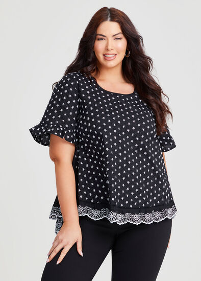 Plus Size Broderie Front Top