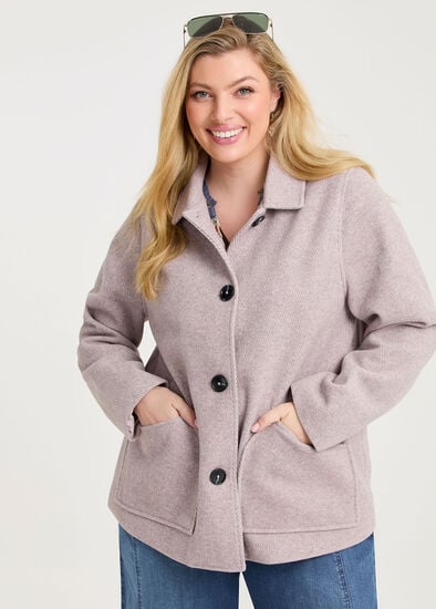 Plus Size Textured Twill Crop Jacket