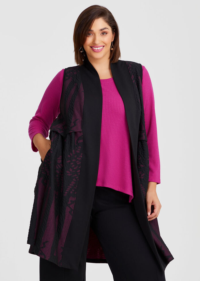 Shop Plus Size Holly Jacquard Longline Vest, Black Taking Shape AU