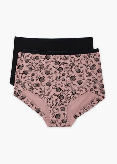 Plus Size 2 Pack Cotton Paisley Briefs