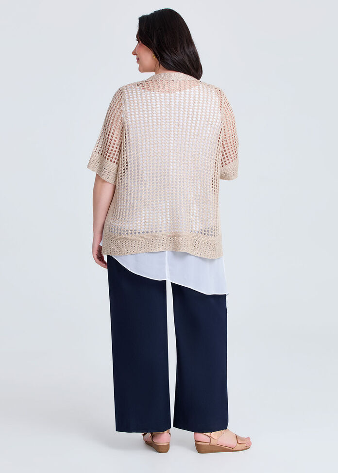 Sparkle Open Knit Short Cardigan, , hi-res