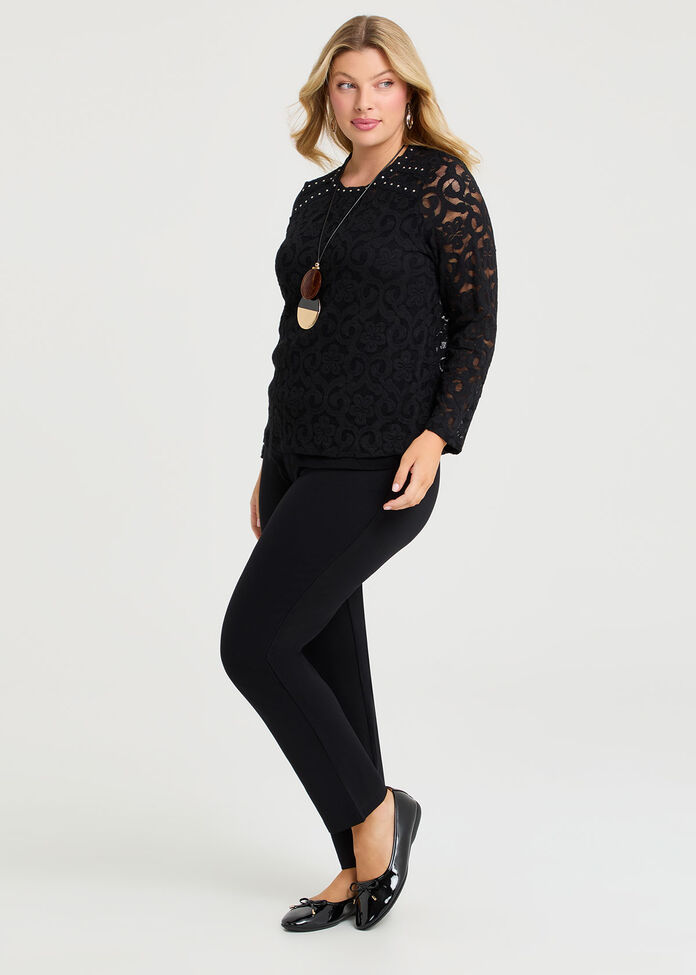 Lace Top, BLACK, hi-res
