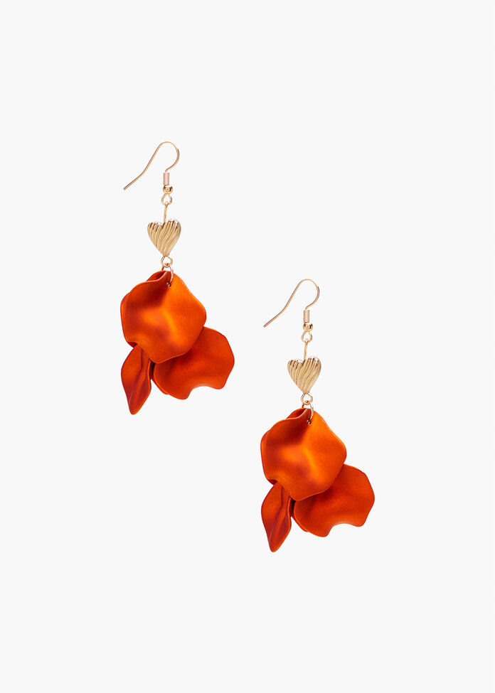 Petal Heart Drop Earrings, , hi-res