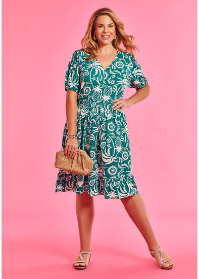 Plus Size Natural Shirred Waist Dress