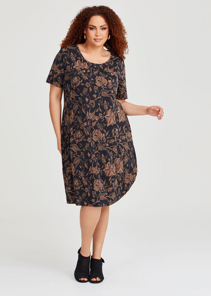 Printed Tulip Dress, , hi-res