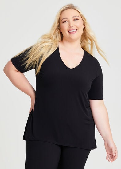 Plus Size Strive V Neck Short Sleeve Top