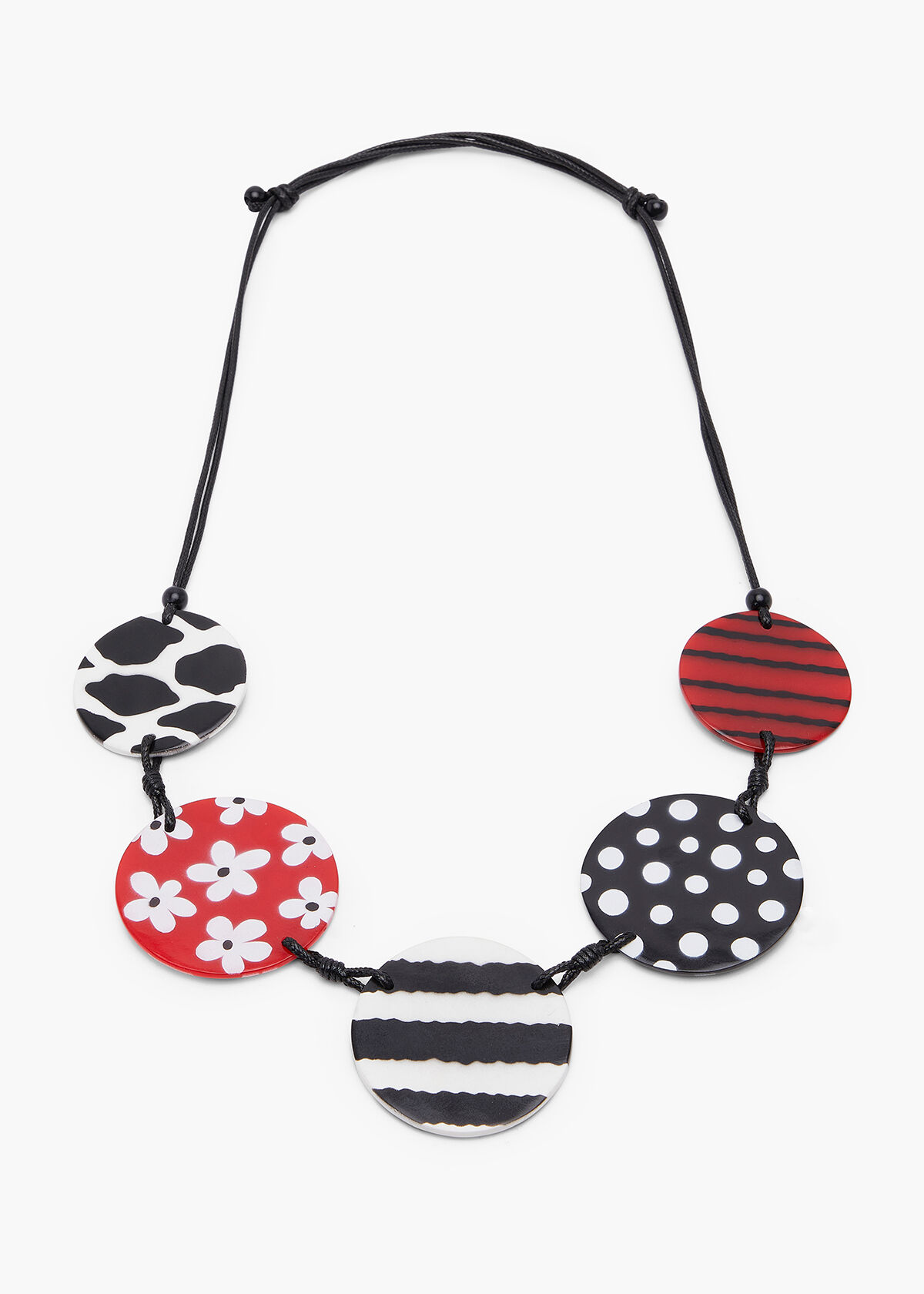 Red black and white sale necklace