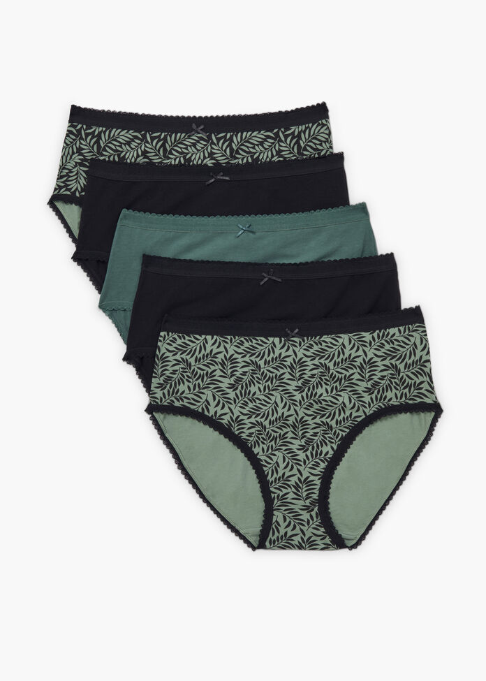 5Pk Cotton Leaf Briefs, , hi-res