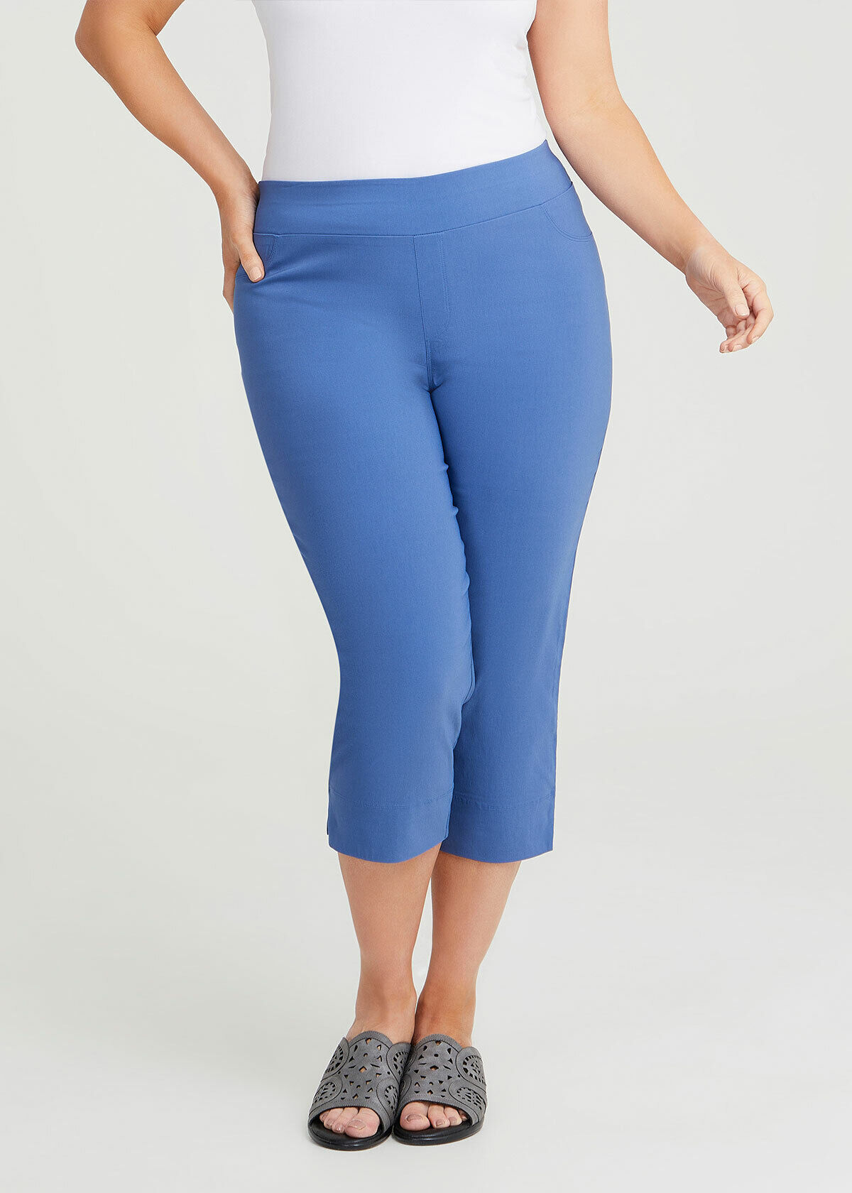 Shop Plus Size Expose Split Hem Crop Pant in Blue Sizes 12 30