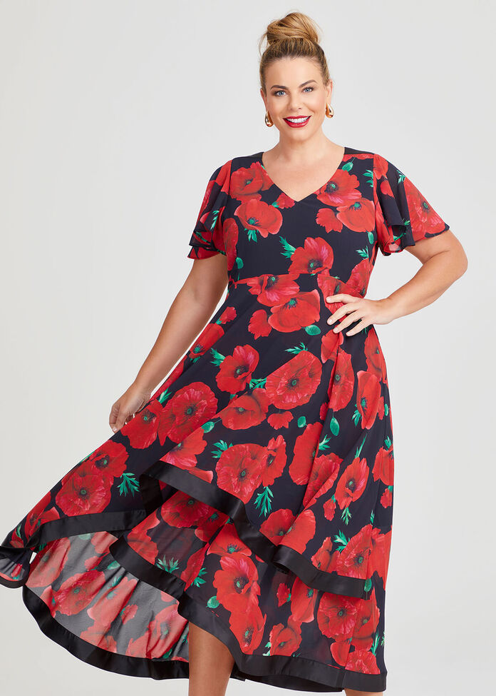 Poppy Chiffon Hi-lo Dress, , hi-res