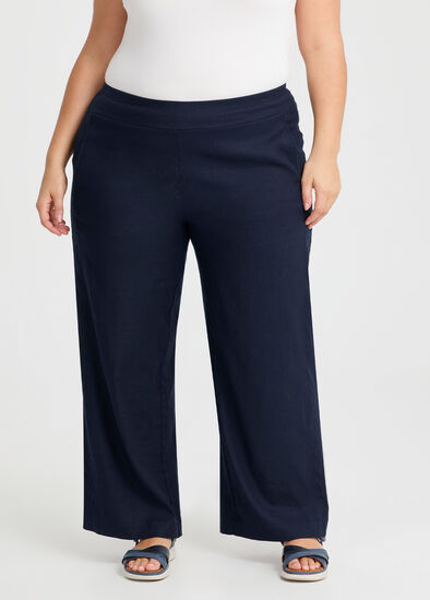 Plus Size Petite Stretch Linen Bea Wide Pant