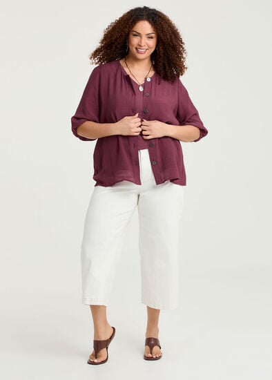 Plus Size Pocket Detail Wide Leg Crop Jean