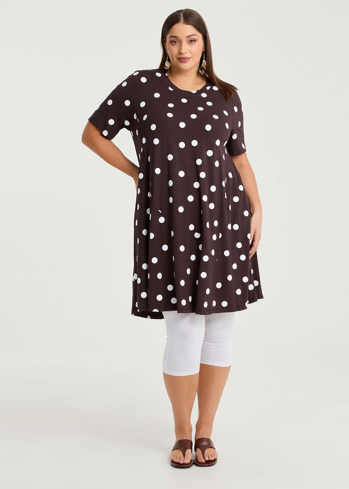 Natural Abstract Polka Dot Dress, , hi-res