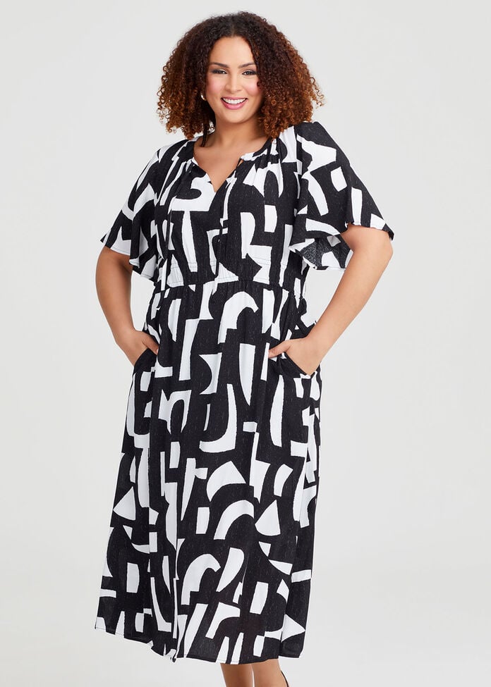 Natural Monochrome Dress, , hi-res