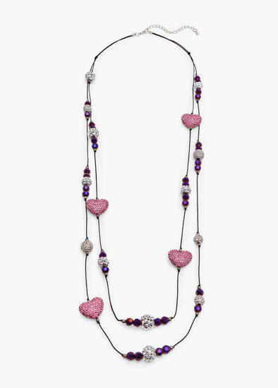 Layered Crystal Hearts Necklace