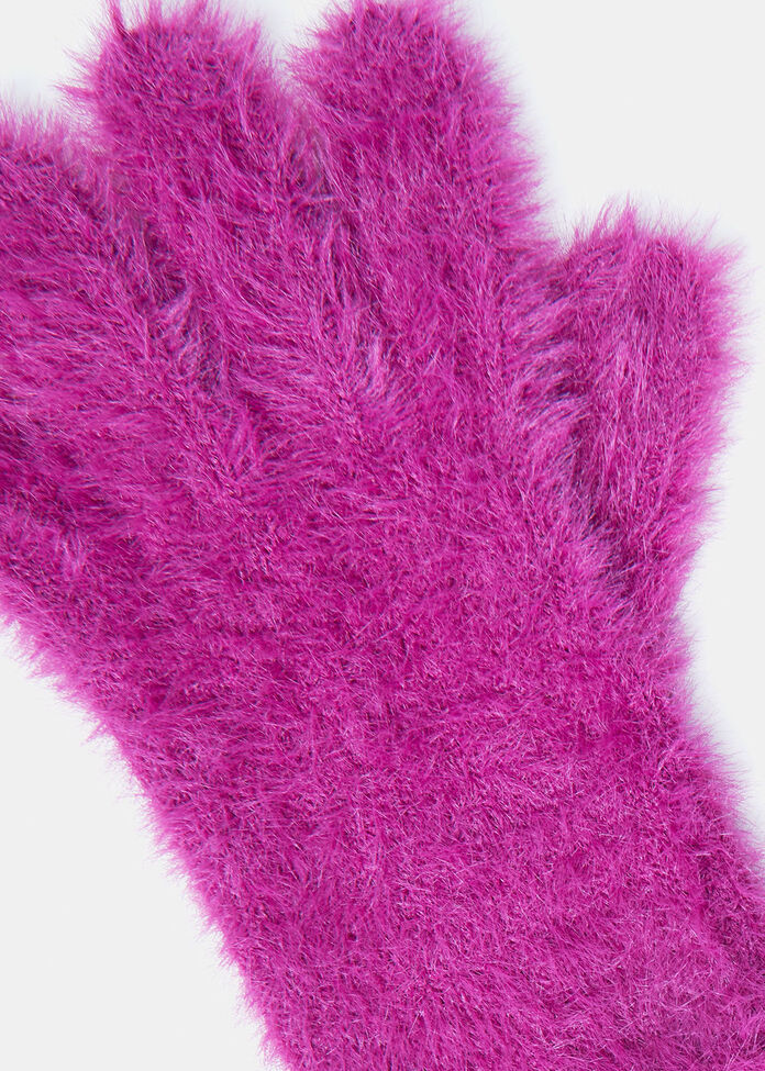 Fuzzy Knit Gloves, , hi-res