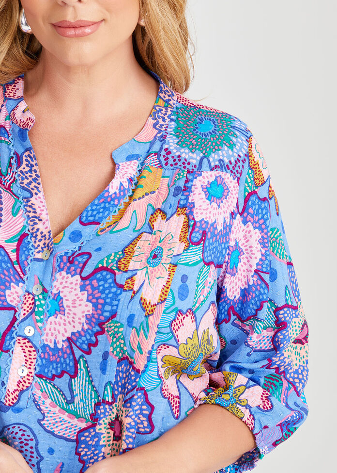 Natural Palm Pintuck Top, , hi-res