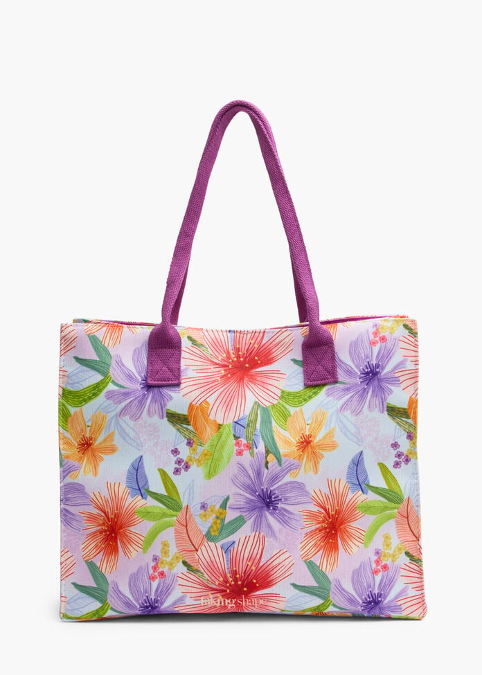 Floral Structured Tote Bag, , hi-res