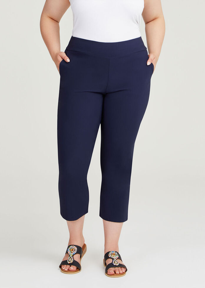 Lace Hem Bamboo Trapeze Crop Pant, , hi-res