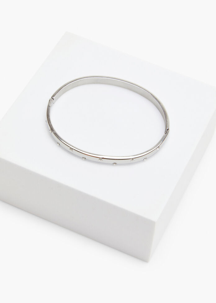 Thin Diamante Hinge Bangle, , hi-res