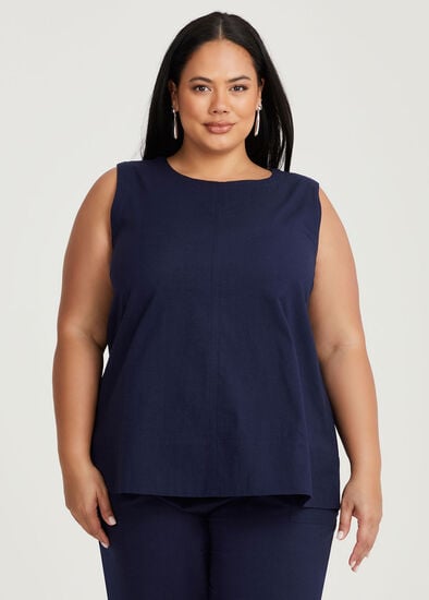 Plus Size Cotton Linen Sleeveless Top