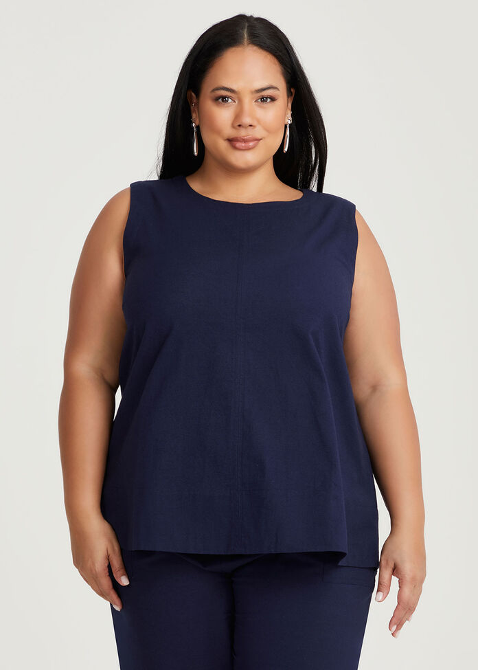 Cotton Linen Sleeveless Top, , hi-res
