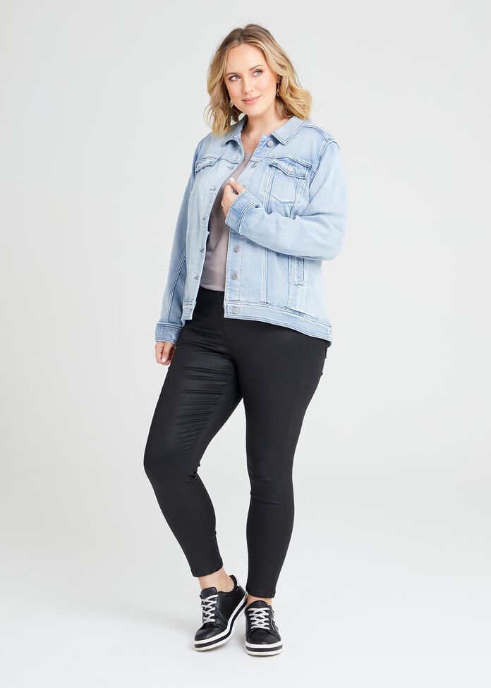 Shop Plus Size Coated Denim Pull On Jean in Black | Sizes 12-30 ...