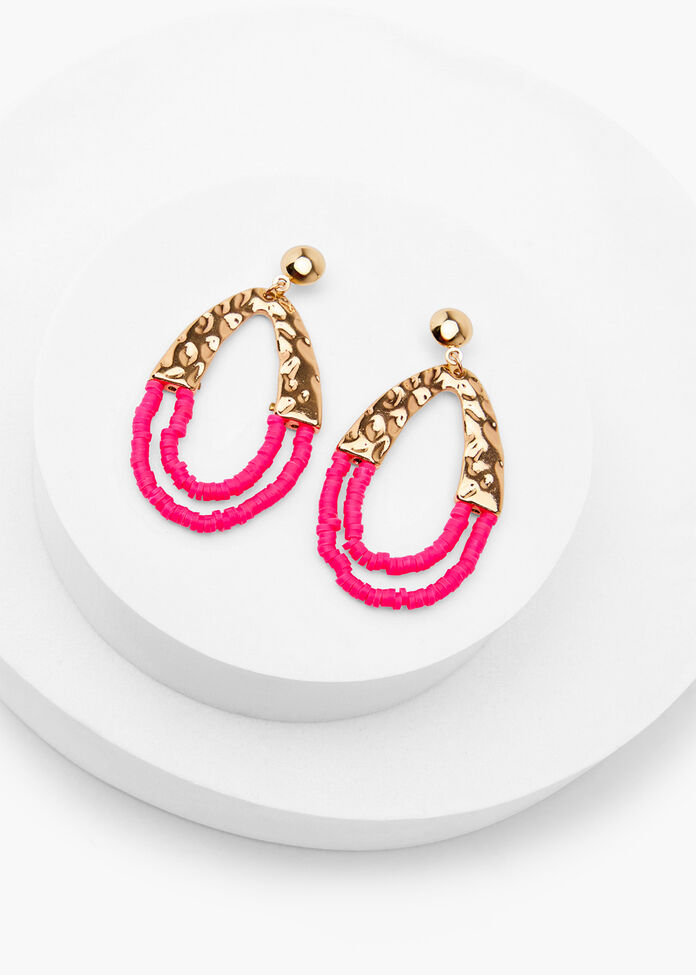 Metal & Bead Earrings, , hi-res