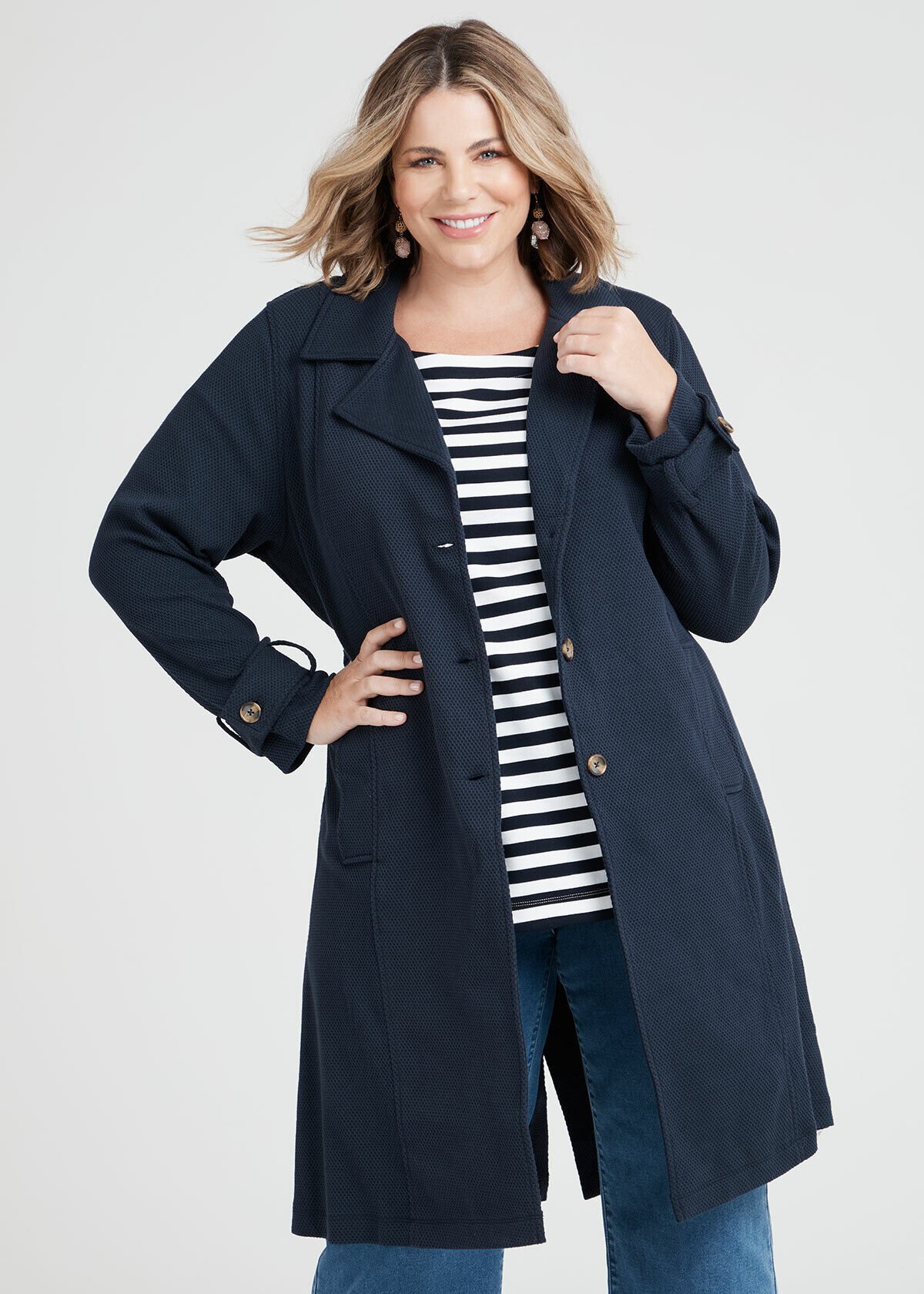 Plus size navy sales trench coat