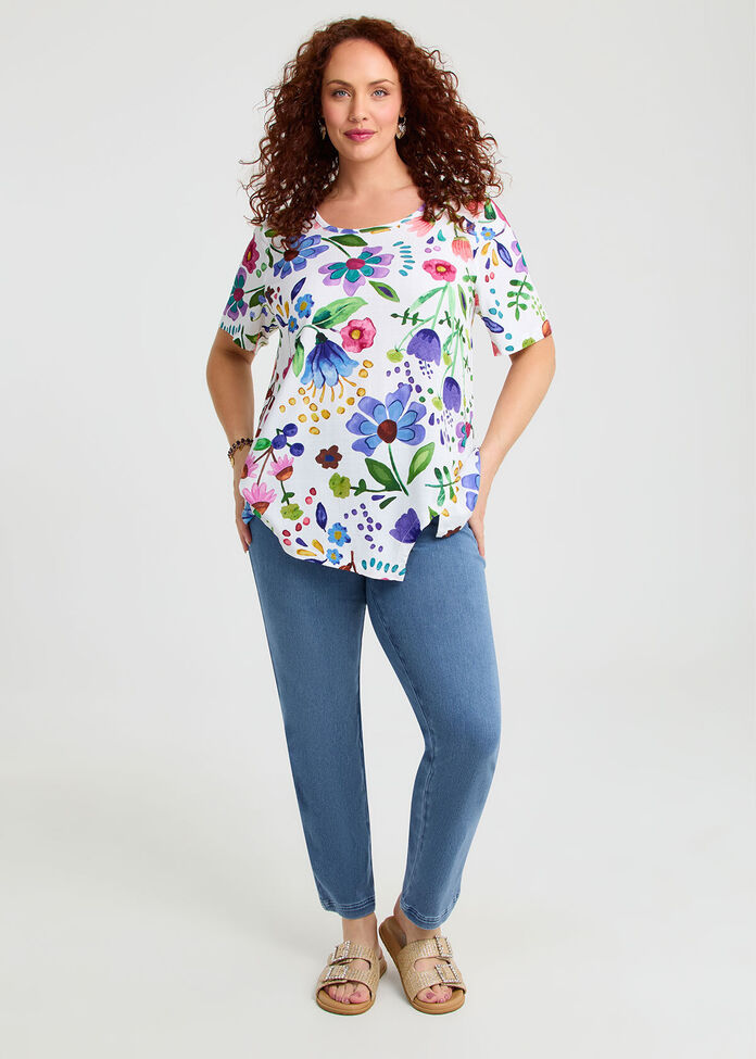Natural Flora Angled Hem Top, , hi-res