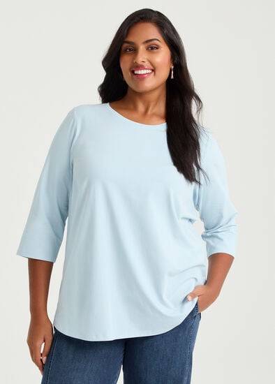 Plus Size Good Earth Australian Cotton 3/4 Sleeve T-Shirt