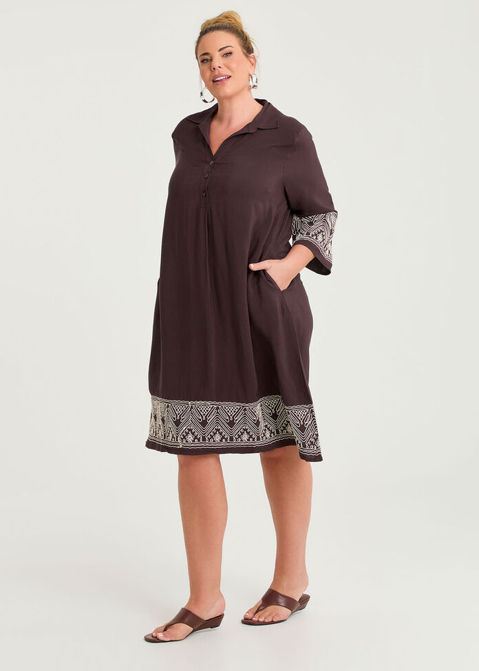 Embroidered Revival Natural Dress, , hi-res