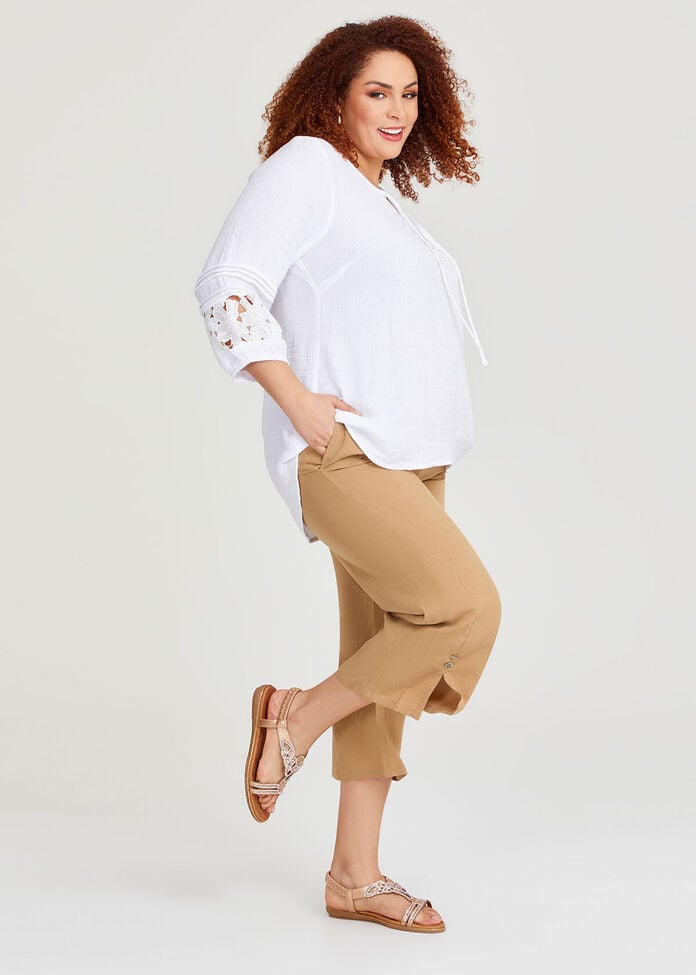 Relax Linen Blend Crop Pant, , hi-res