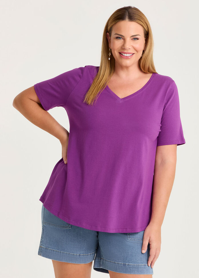Organic Cotton V-neck T-shirt, , hi-res