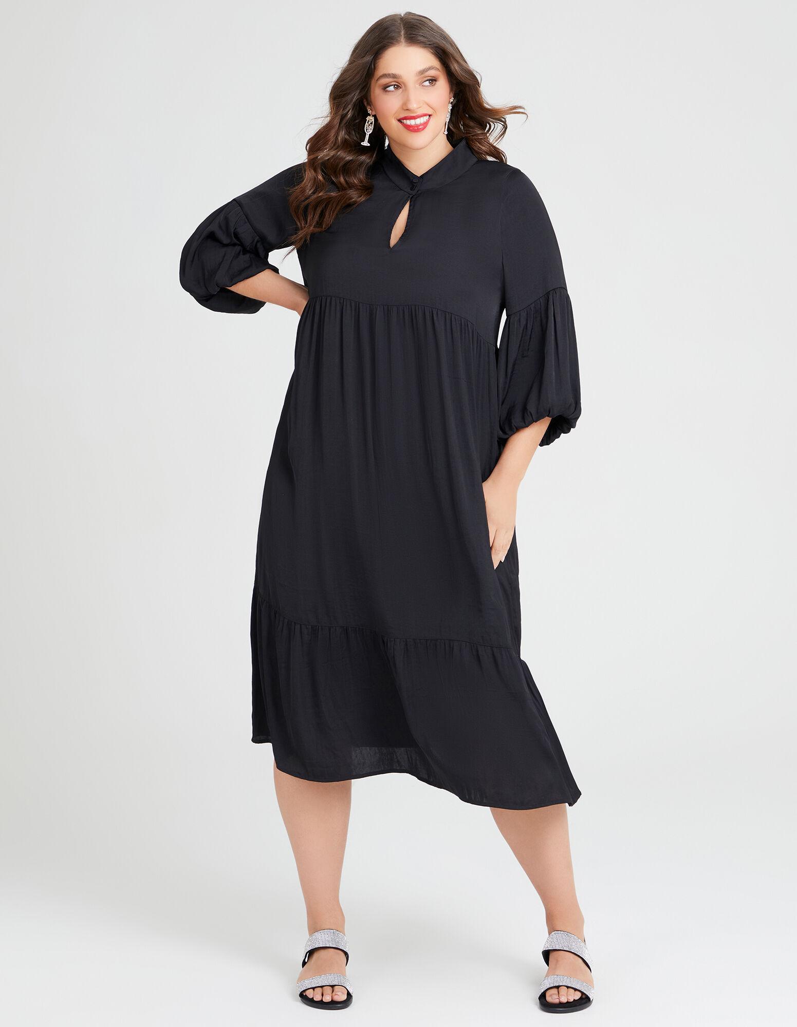 Plus size black boho dress top