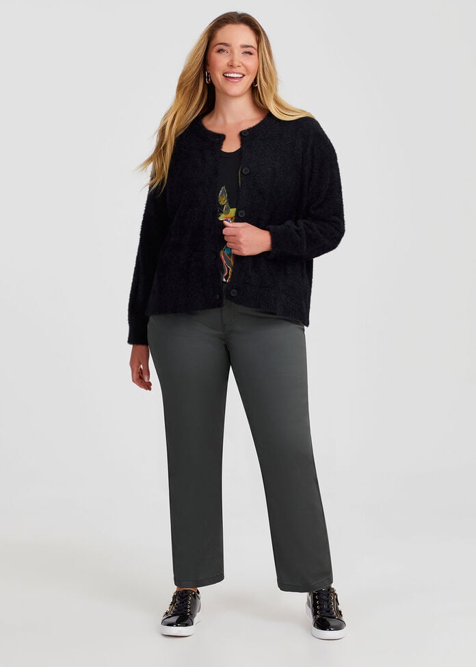 Fluffy Knit Crop Cardigan, , hi-res