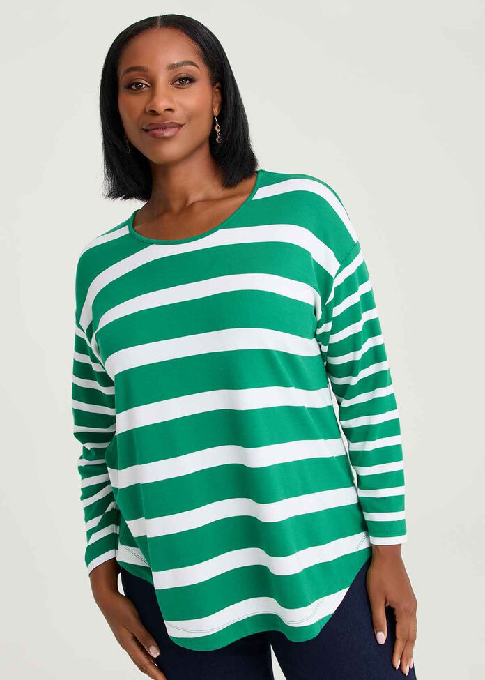 Bamboo Ponte Classic Stripe Top, , hi-res